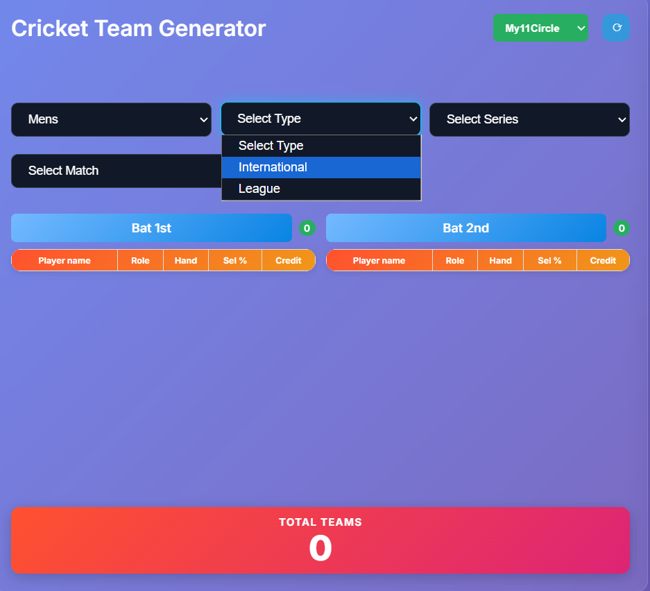 Select Type and Series